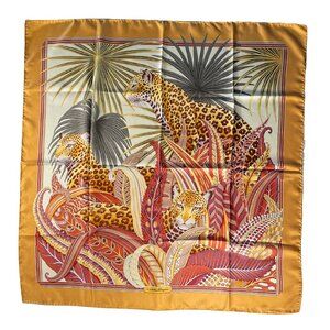 Salvatore Ferragamo Silk Scarf – Leopard Jungle Motif